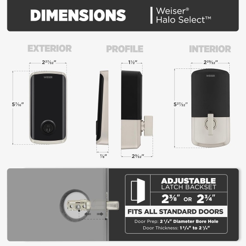 Weiser Halo Select Touchscreen Wi-Fi and Matter Enabled Smart Lock - Satin Nickel