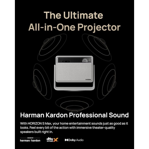 Projecteur de cinéma maison UHD 4K HORIZON S Max de XGIMI pour films/jeux, téléphone intelligent, taille d'écran jusqu'à 200 po, projecteur avec