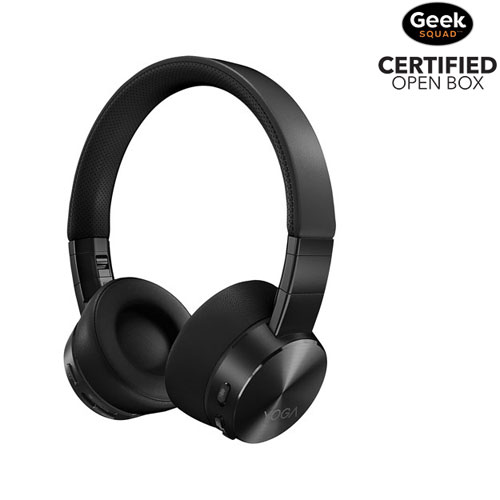 Boîte ouverte - Casque d'écoute Bluetooth à suppression active du bruit Yoga de Lenovo - Noir