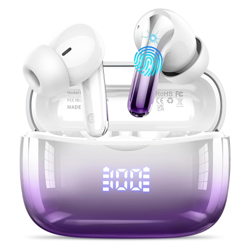 Wireless Earbuds, Headphones Bluetooth 5.3 with HiFi Stereo Sound, Bluetooth Earbuds with 4 ENC Noise Canceling Mics, 56 Hrs Playtime in Ear