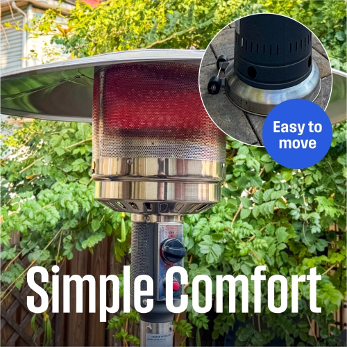 Radiateur de patio au propane en acier inoxydable de style champignon gris mat de Westinghouse