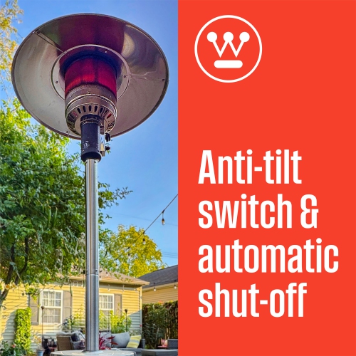 Radiateur de patio au propane en acier inoxydable de style champignon gris mat de Westinghouse