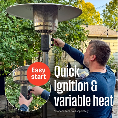 Radiateur de patio au propane en acier inoxydable de style champignon gris mat de Westinghouse