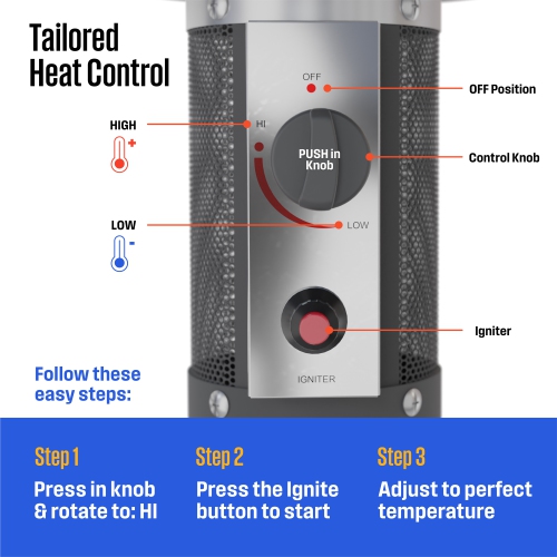 Radiateur de patio au propane en acier inoxydable de style champignon gris mat de Westinghouse