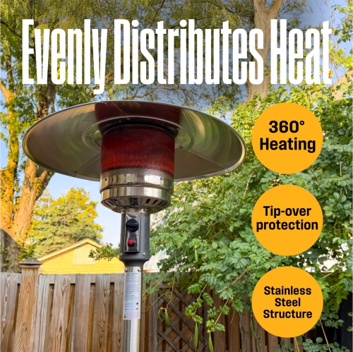 Radiateur de patio au propane en acier inoxydable de style champignon gris mat de Westinghouse