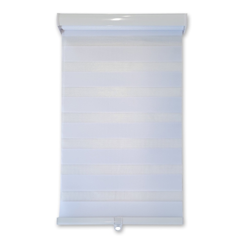 Image 1 of 9.. ITY Olivia Stone - Cordless 30" X 84" Alternate Shade Window Blind, Blackout Fabric, White