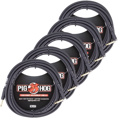PIG HOG  5X Tour Grade 18.5Ft 1/4"-1/4" Cables - Straight to Right Angle