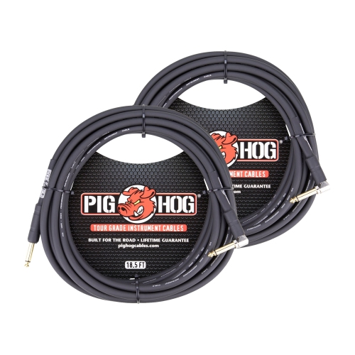 PIG HOG  2X Tour Grade 18.5Ft 1/4"-1/4" Cables - Straight to Right Angle