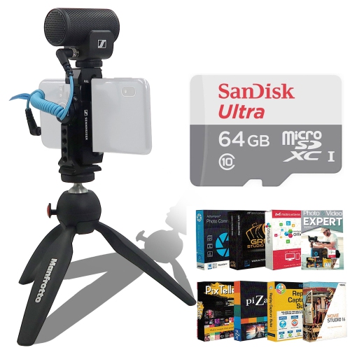 SENNHEISER  Pro Mke 200 Mobile Kit Mic, Smartphone Clamp, Tabletop Tripod Bundle