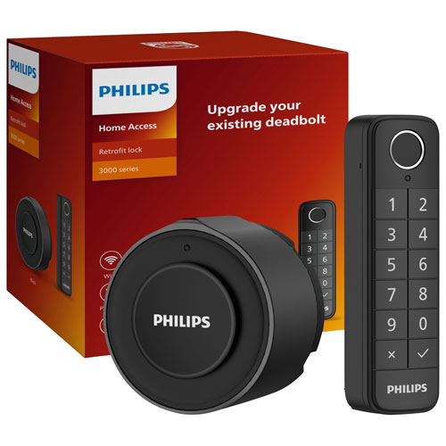 Philips 3000 Series Retrofit Wi-Fi Smart Lock with Wireless Fingerprint Keypad - Black