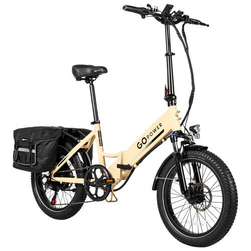 GoPowerBike GoPlus Step-Through Fat-Tire Electric Cruiser Bike (500W Motor/80km Range/32 km/h Top Speed)- Sand