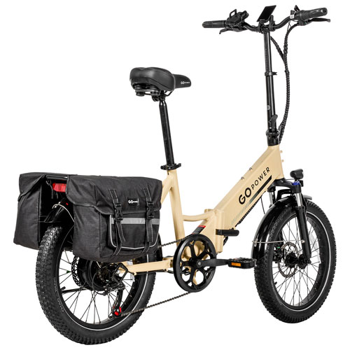GoPowerBike GoPlus Step-Through Fat-Tire Electric Cruiser Bike (500W Motor/80km Range/32 km/h Top Speed)- Sand