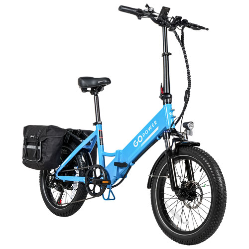 Image 1 of 12.. GoPowerBike GoPlus Step-Through Fat-Tire Electric Cruiser Bike- Blue