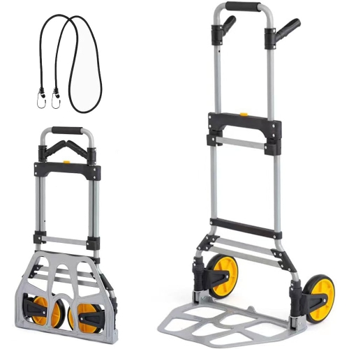 Image 1 de 4.. Diable pliable, capacité de charge 330&nbsp;lb, chariot portatif en aluminium, diable convertible et diable avec poignée télescopique et roues en