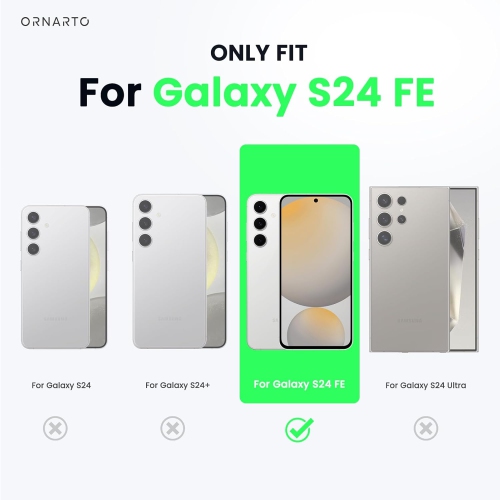 ORNARTO Conçu pour le Galaxy S24 FE de 6,7 po - Boîtier en PC rigide antichoc, non jaunissant et résistant aux rayures - Transparent