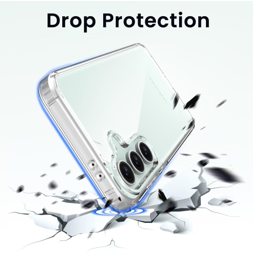 ORNARTO Conçu pour le Galaxy S24 FE de 6,7 po - Boîtier en PC rigide antichoc, non jaunissant et résistant aux rayures - Transparent