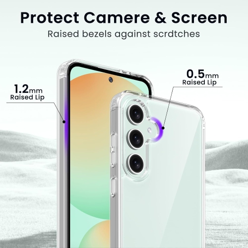 ORNARTO Conçu pour le Galaxy S24 FE de 6,7 po - Boîtier en PC rigide antichoc, non jaunissant et résistant aux rayures - Transparent