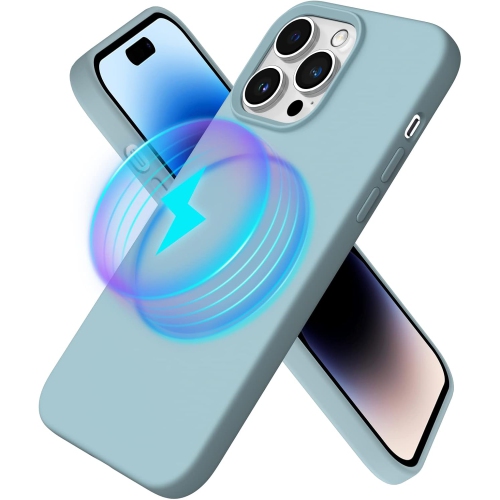 ORNARTO Magnetic Case for iPhone 14 Pro Max 6.7 Inch, with 1x Screen Protector Liquid Silicone Gel Rubber Wireless Charging Phone Case for iPhone 14
