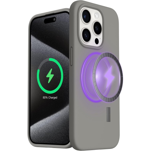 Étui magnétique ORNARTO compatible avec l'étui pour iPhone 15 Pro [compatible avec MagSafe] Étui protecteur intégral caoutchouc gel silicone liquide