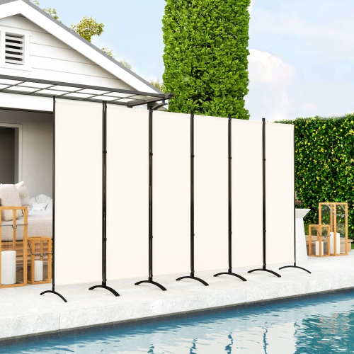Outsunny 6 Panel Folding Outdoor Privacy Screen, 5.7FT Tall Room Divider with UV30+ Protection, Freestanding Privacy Panel Partition with Stable Base