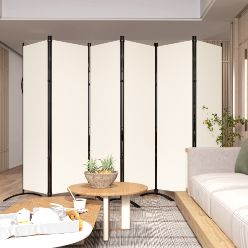 Outsunny 6 Panel Folding Outdoor Privacy Screen, 5.7FT Tall Room Divider with UV30+ Protection, Freestanding Privacy Panel Partition with Stable Base