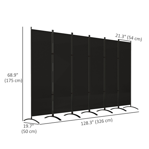 Outsunny 6 Panel Folding Outdoor Privacy Screen, 5.7FT Tall Room Divider with UV30+ Protection, Freestanding Privacy Panel Partition with Stable Base