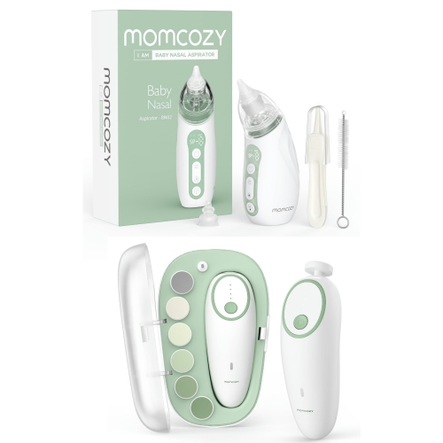 Momcozy Baby Nasal Aspirator, 3 Suction Levels Electric with Light Soothing and Music & Momcozy Baby Nail File Electric, Gentle 7 Grinding Head Repla