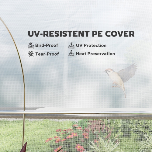 Greenhouse en tunnel avec flancs enroulables en filet Outsunny, 19,5' x 10' x 6,6', porte en filet, 8 fenêtres, tente extérieure Green House Hot