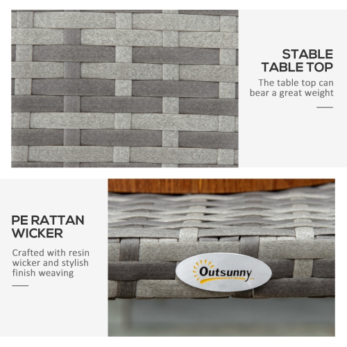 Outsunny Rattan Coffee Table Outdoor Side Table, 35.4" x 19.7" Small Wicker Patio Furniture with All-Weather PE for Garden, Balcony, Backyard,