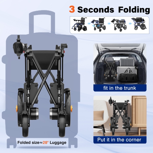 CoolHut Foldable Intelligent Electric Wheelchairs, 73 LBS, Equipped With 360° Control Joystick And Powerful Motor, 15+ Miles Long Travel Range,