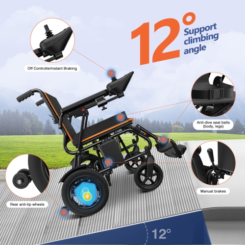 CoolHut Foldable Intelligent Electric Wheelchairs, 73 LBS, Equipped With 360° Control Joystick And Powerful Motor, 15+ Miles Long Travel Range,