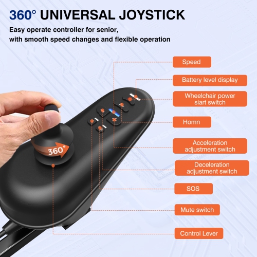 CoolHut – Fauteuil roulant électrique à très longue portée, léger et pliable pour faciliter le transport, pour les adultes et les personnes âgées,