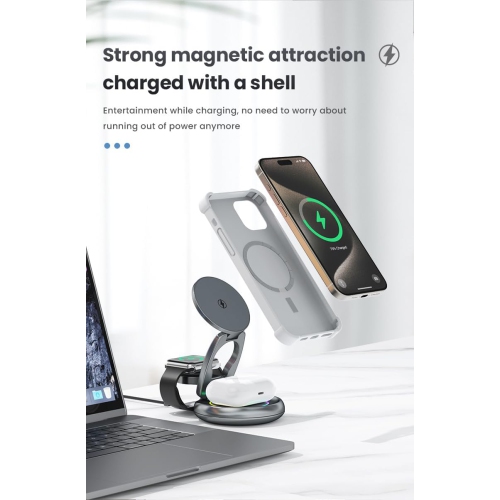 Metal 3 in 1 for Apple Magsafe Magnetic Wireless Charger Folding Stand for iPhone16 iPhone15 pro max Ultra S8 AirPods Pro