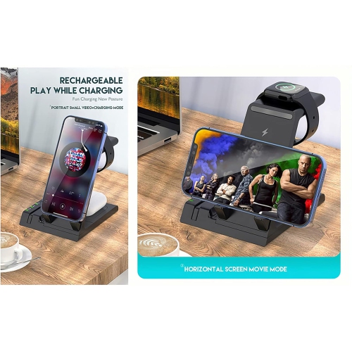 Induction Chargers 15W 6 in 1 Qi Fast Wireless Charging Stand for iPhone 13/12/11/X/XS/XR/8/Apple Watch Airpods/Pro/ipad/Samsung