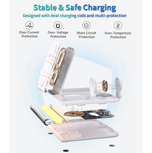 4 in 1 Wireless Charging Station for Apple iPhone 11 12 13 14 15, Galaxy S9 10 21 22 23, Apple Watch 2 3 4 5 6 7 SE, AirPods