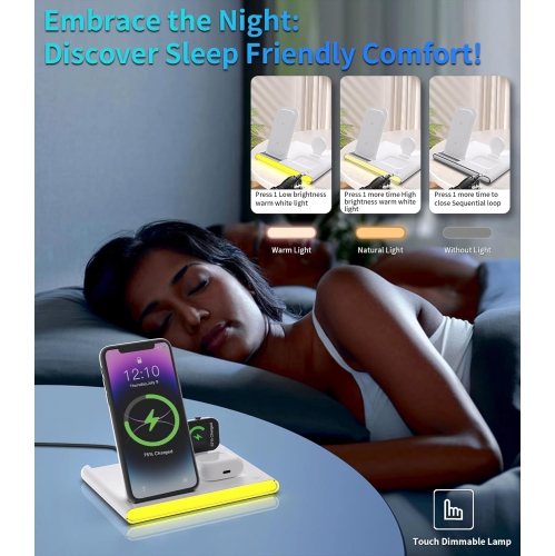 4 in 1 Wireless Charging Station for Apple iPhone 11 12 13 14 15, Galaxy S9 10 21 22 23, Apple Watch 2 3 4 5 6 7 SE, AirPods