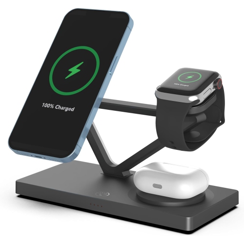 Station De Charge Sans Fil 3 En 1 - Chargeur Magnétique Pliable