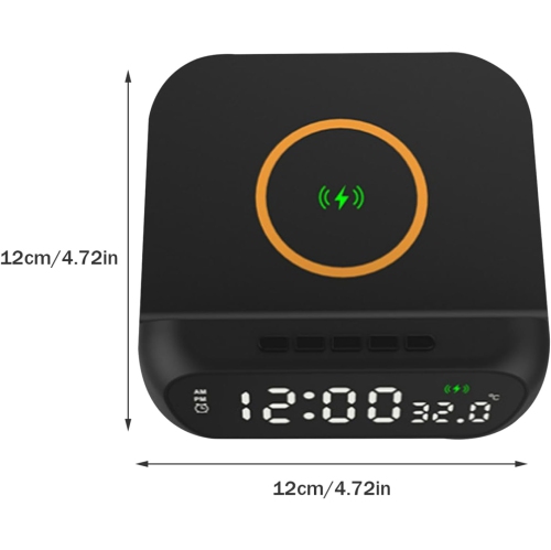Alarm Clock with Wireless Charging Wireless Phone Charger with Clock 3-in-1 15W Alarm Clock Charging Station LED Digital Display Alarm Clock