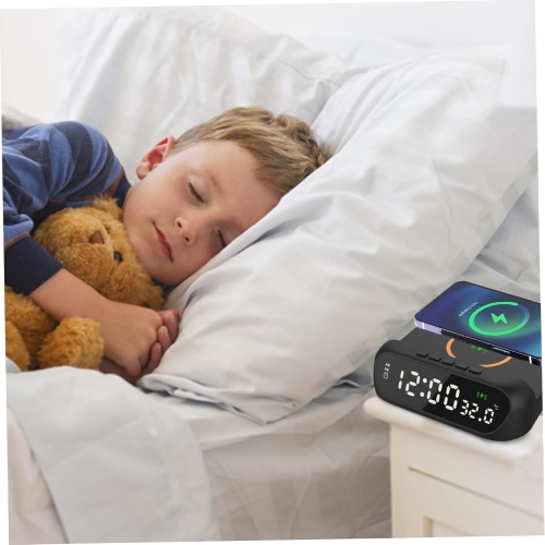 Alarm Clock with Wireless Charging Wireless Phone Charger with Clock 3-in-1 15W Alarm Clock Charging Station LED Digital Display Alarm Clock
