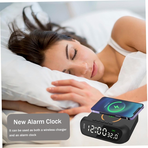 Alarm Clock with Wireless Charging Wireless Phone Charger with Clock 3-in-1 15W Alarm Clock Charging Station LED Digital Display Alarm Clock