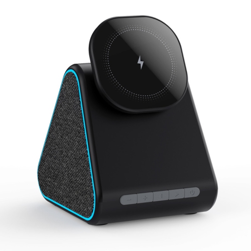 Image 1 de 9.. Station de recharge sans fil haut-parleur Bluetooth 2-en-1 pour iPhone, chargeur magnétique sans fil Strong pour iPhone 16/15/14/13/12 en cadeau
