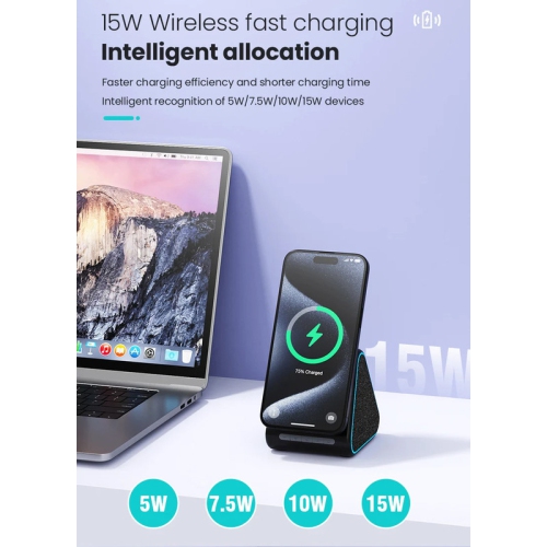 2 in 1 Bluetooth Speaker Wireless Charging Station for IPhone, Strong Magnetic Wireless Charger for iPhone 16/15/14/13/12 Gift