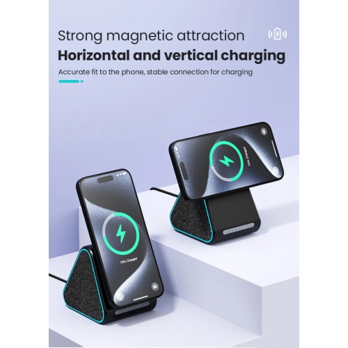 2 in 1 Bluetooth Speaker Wireless Charging Station for IPhone, Strong Magnetic Wireless Charger for iPhone 16/15/14/13/12 Gift