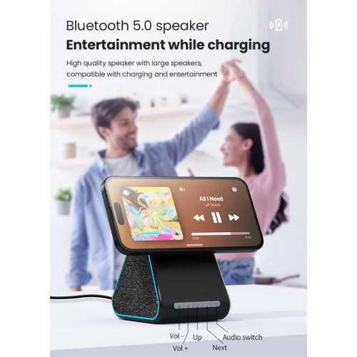 2 in 1 Bluetooth Speaker Wireless Charging Station for IPhone, Strong Magnetic Wireless Charger for iPhone 16/15/14/13/12 Gift