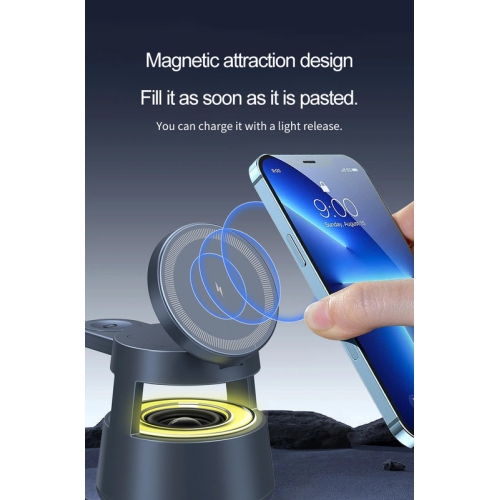 Mushroom Light Magnetic 5-in-1 Wireless Charging Stand Ambient Light Bluetooth Stereo for Apple Magsafe iPhone16pro 1514 13 Watch Ultra2 S9 AirPods