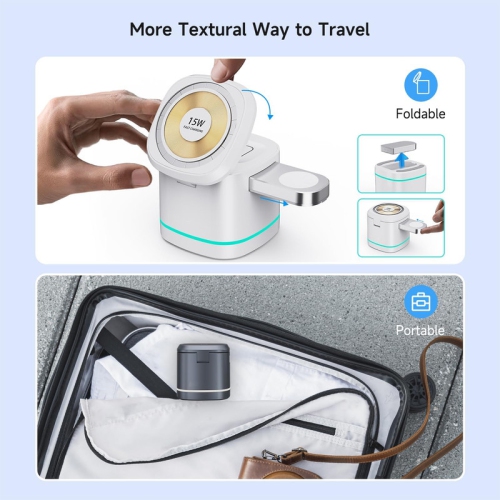 3 in 1 Wireless Charging Station, 15W Fast Charging Wireless Charger Cube Stand, Magnetic Travel Charger