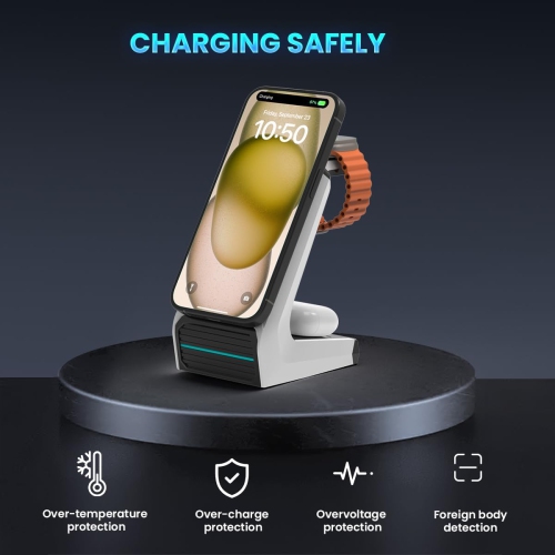 3 in 1 Wireless Charging Station for MagSafe: Magnetic Charge Stand for iPhone Apple 15 14 13 12 Pro/Pro Max/Plus/Mini- Fast Wireless Charger Dock