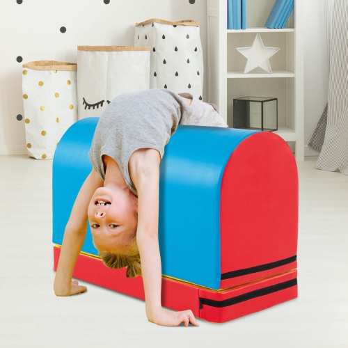 Boîte à voûte Tumbling Mat Gymnastics de Costway avec tapis amovible et poignée de transport