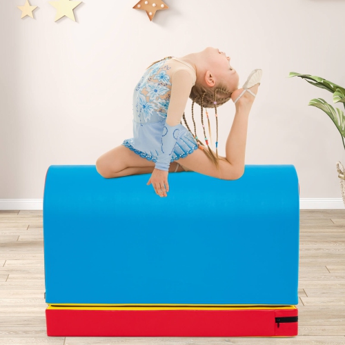 Boîte à voûte Tumbling Mat Gymnastics de Costway avec tapis amovible et poignée de transport