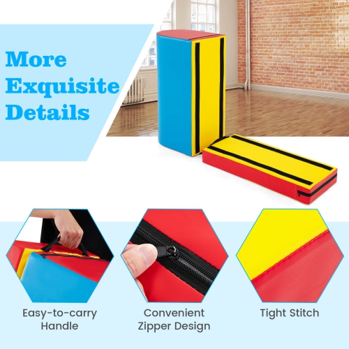 Boîte à voûte Tumbling Mat Gymnastics de Costway avec tapis amovible et poignée de transport
